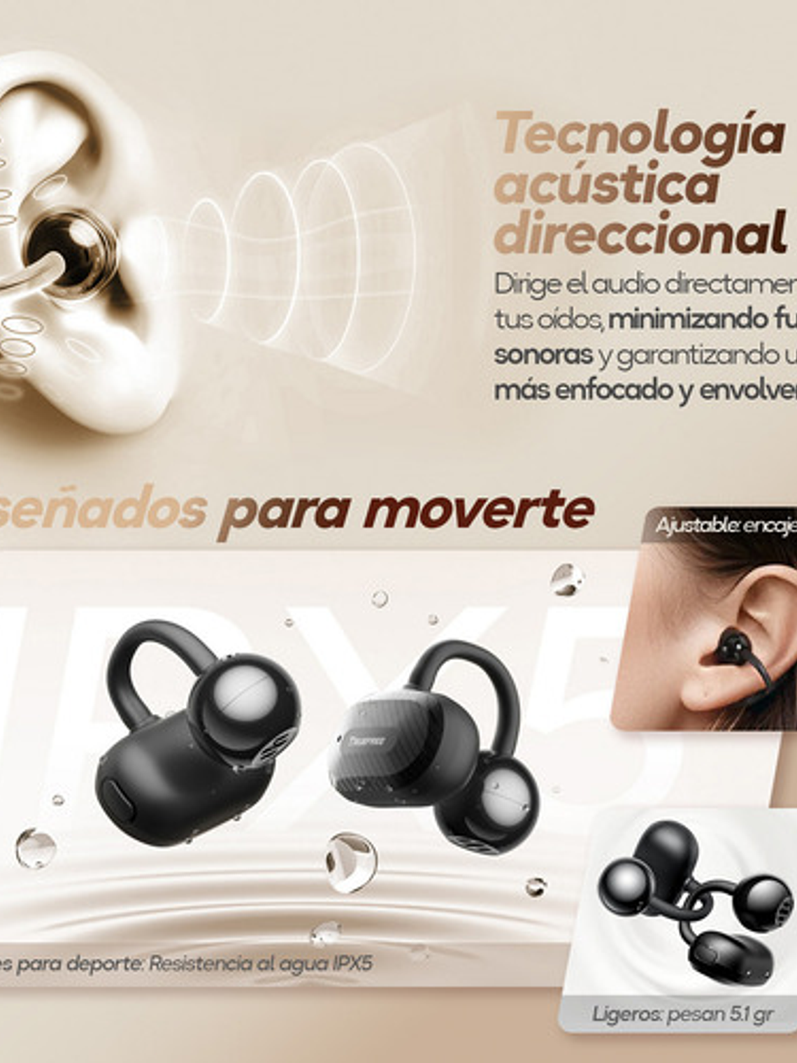 Audífonos Soundpeats Air Clip, Bluetooth Open-ear Ipx5, Color Negro 8
