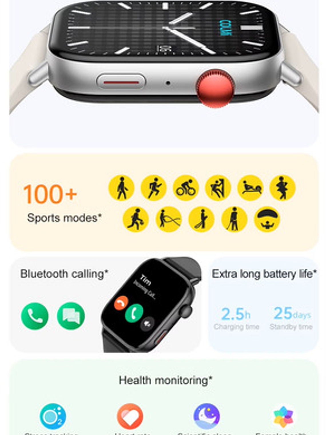 Reloj Inteligente Colmi C8 Max, 1.93 Ip68, Deportivo Plateado 4