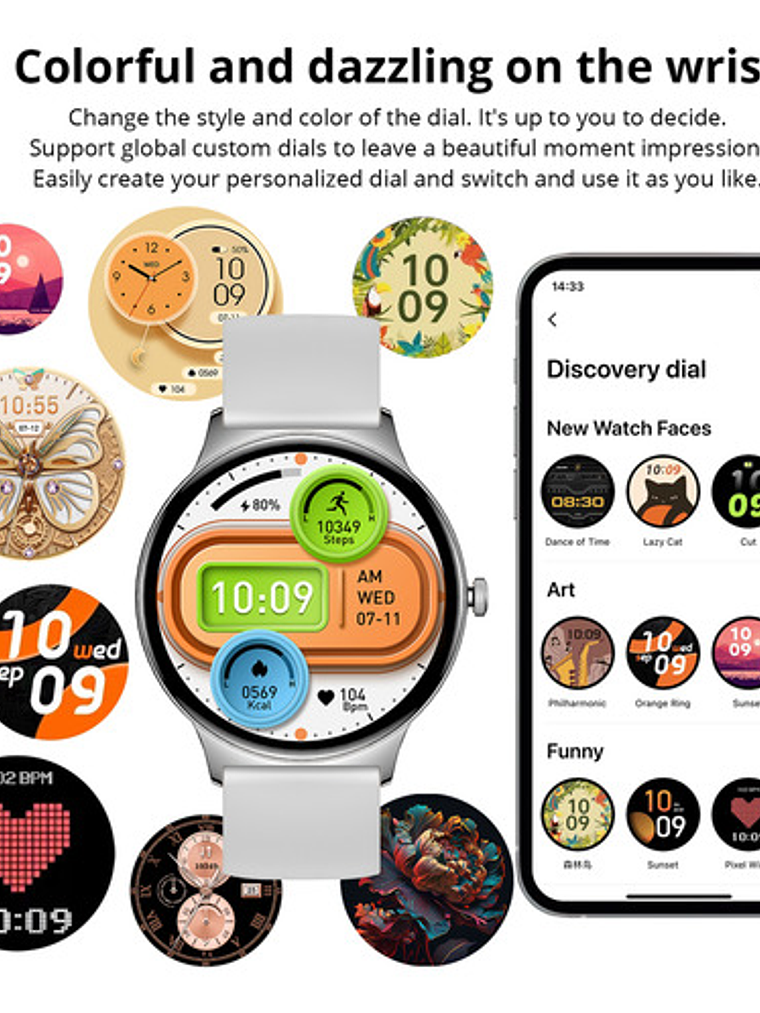 Reloj Inteligente Colmi V89, Correa Silicona Negro, Amoled 1.43 8