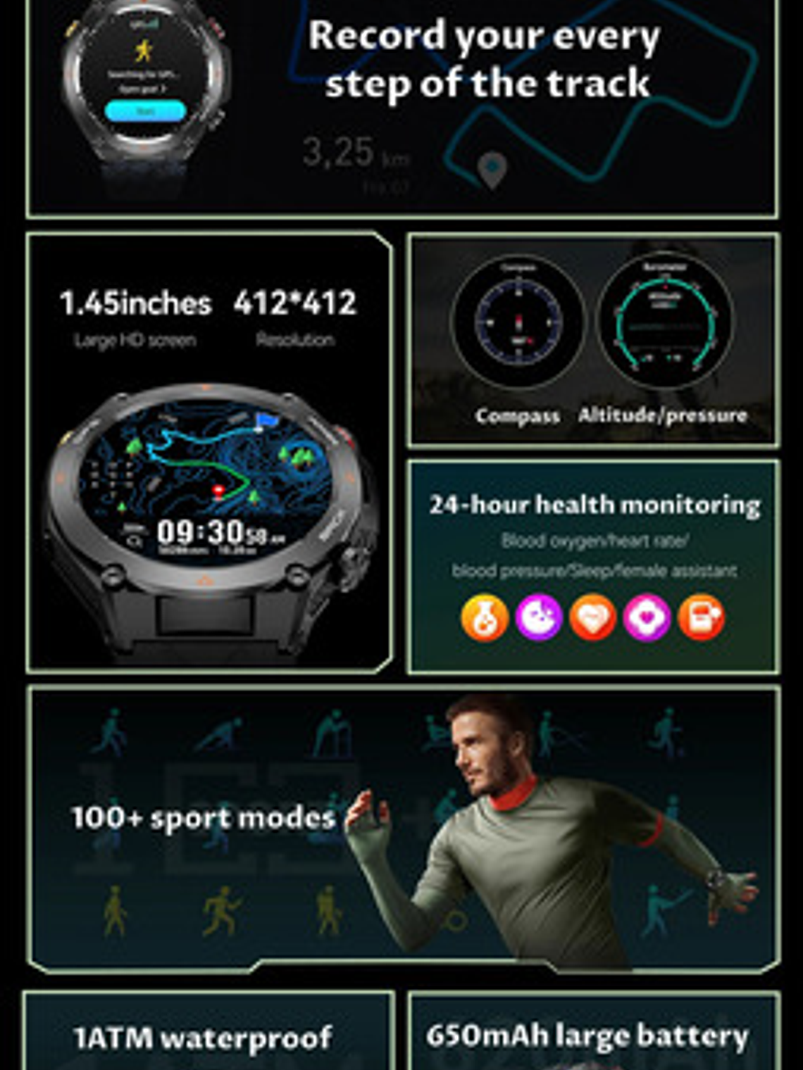 Reloj Inteligente Colmi V75 Gps , Pantalla Ultra Hd 1,45, Negro 3