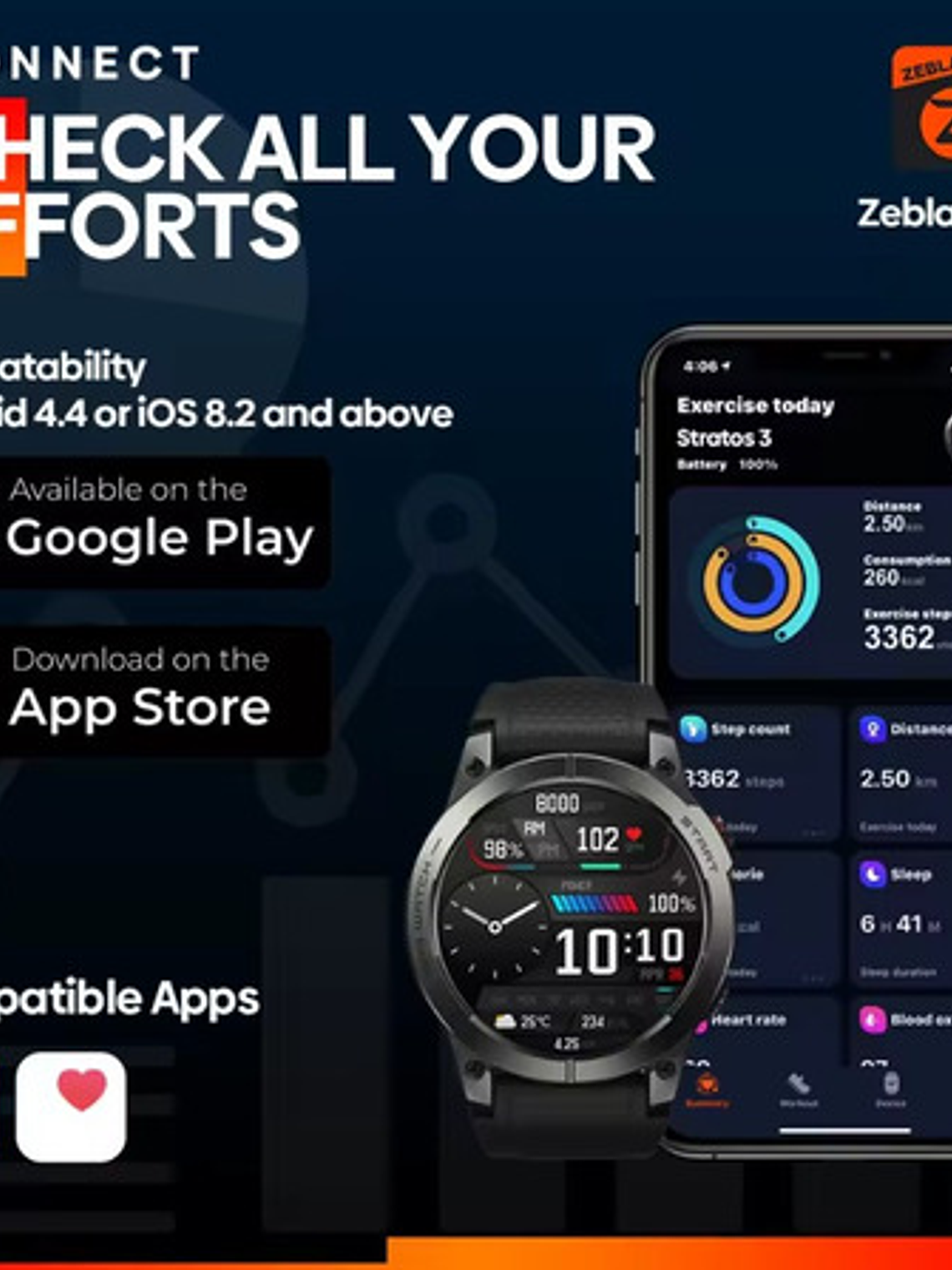 Reloj Inteligente Zeblaze Stratos 3 Gps,  Deportivo Hi Fi 8