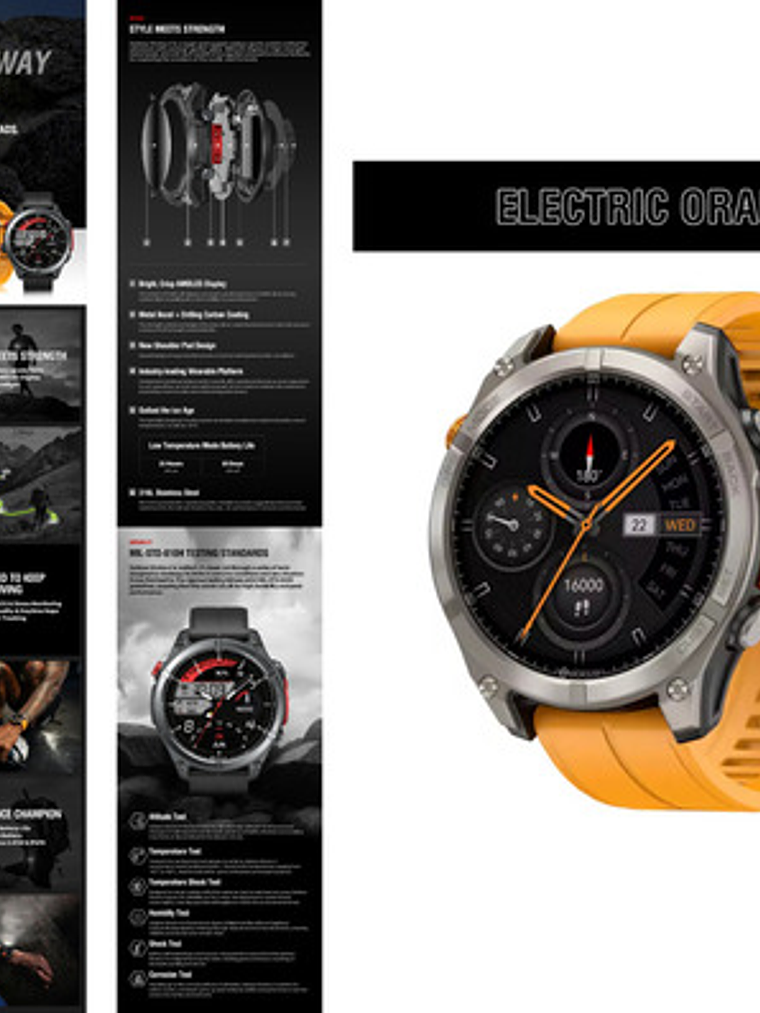 Reloj Inteligente Zeblaze Stratos 4, Gps, Amoled, Brujula, Naranjo 7