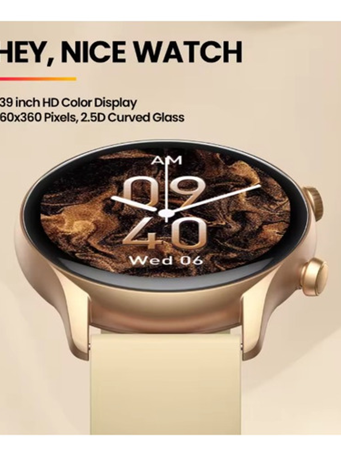 Reloj Inteligente Zeblaze Btalk3 Plus, Llamada De Voz, Hd Dorado 4