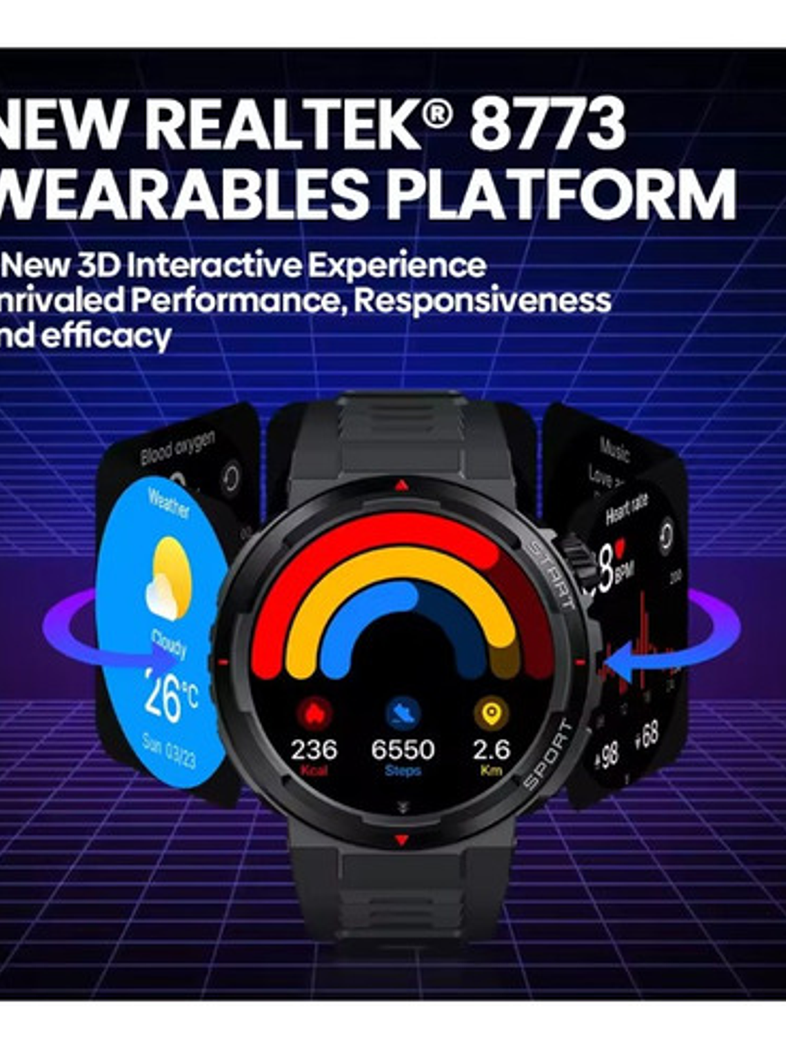 Reloj Inteligente Zeblaze Ares 3 Plus, 1,43 Pulgadas Llamadas Negro Gris Oscuro Negro 4