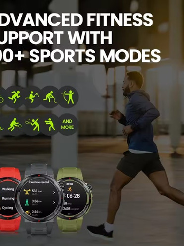 Reloj Inteligente Zeblaze Ares 3 Plus, 1,43 Pulgadas Llamadas Negro Gris Oscuro Negro 6