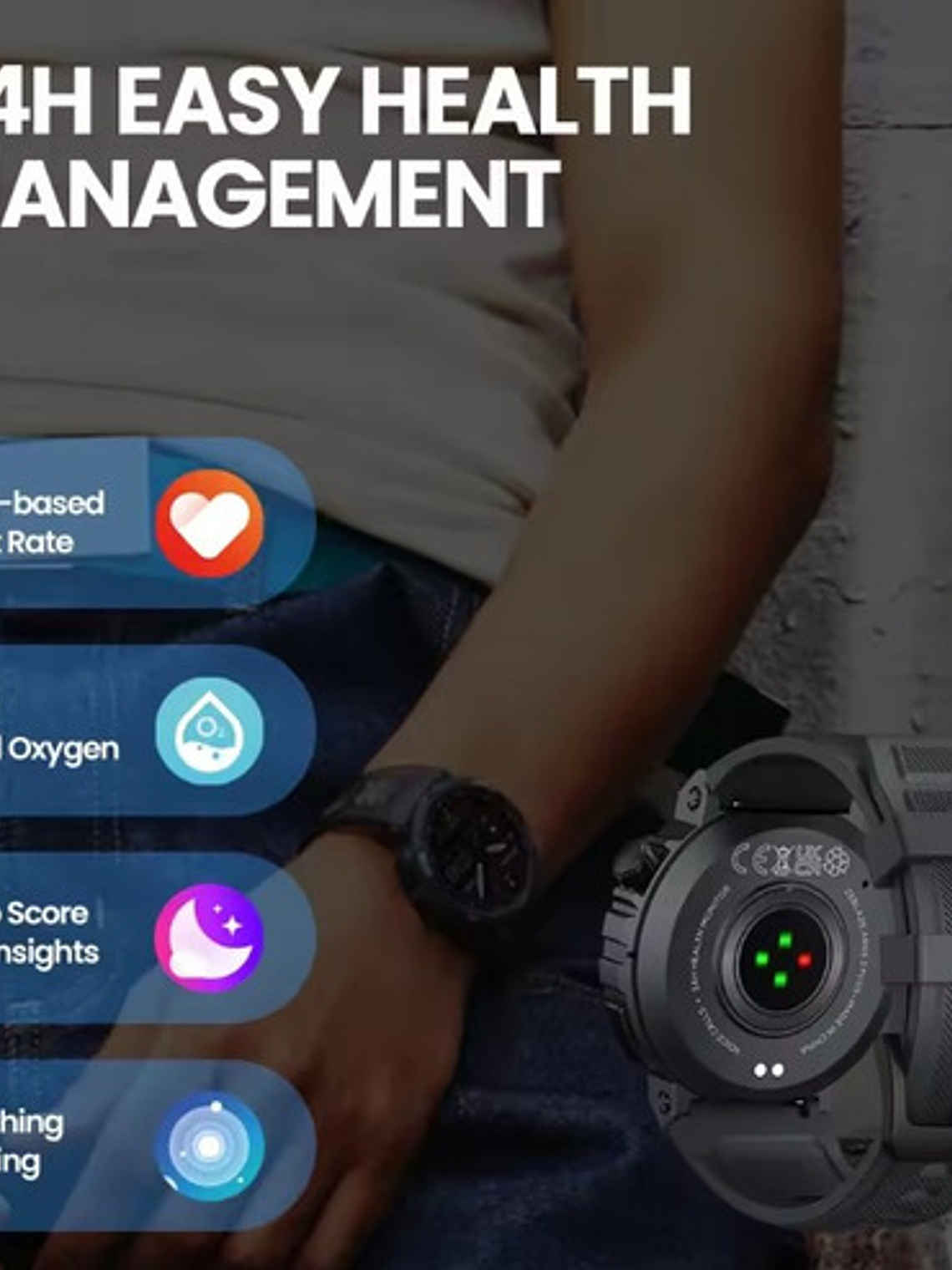 Reloj Inteligente Zeblaze Ares 3 Plus, 1,43 Pulgadas Llamadas Negro Gris Oscuro Negro 7