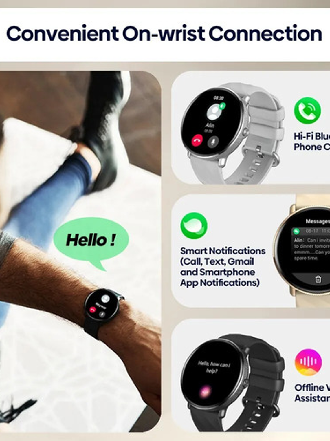 Reloj Inteligente Zeblaze Gtr 3 Pro, Redondo con Pantalla Hd De 1,43 Pulgadas, Negro 7