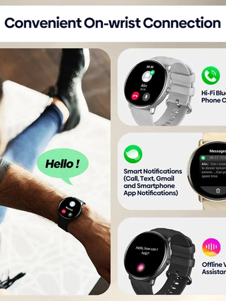 Reloj Inteligente Zeblaze Gtr 3 Pro, Redondo con Pantalla Hd De 1,43 Pulgadas, Negro 7