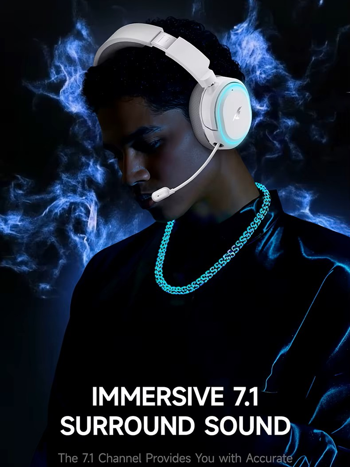 Audífonos Gamer Picun G2 Virtual, Bluetooth 7.1 Rgb 100 Hrs, Blanco 6