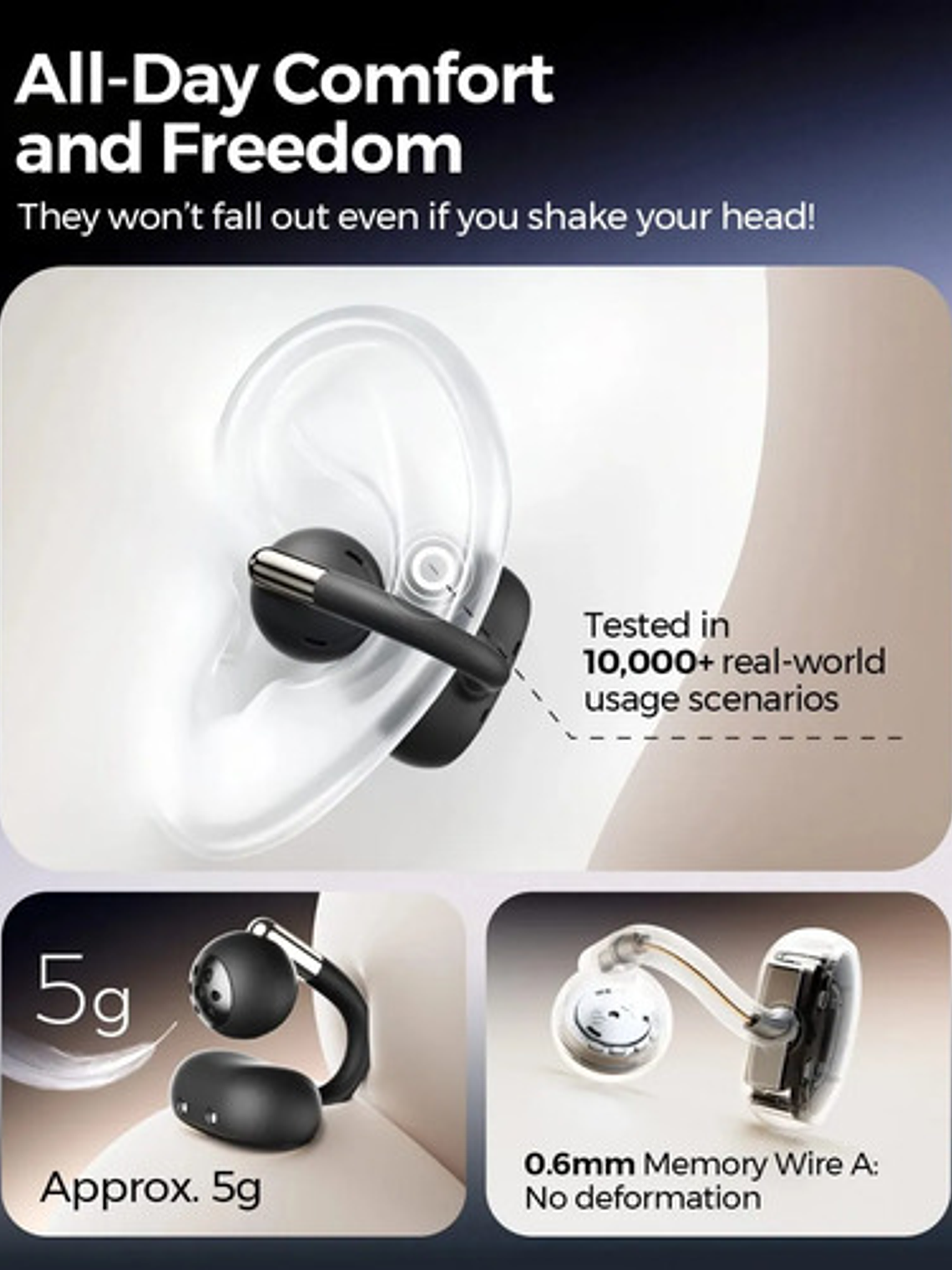 Audífonos Soundpeats Clip1, Open Ear, Bluetooth 5.4, Hi Res 4