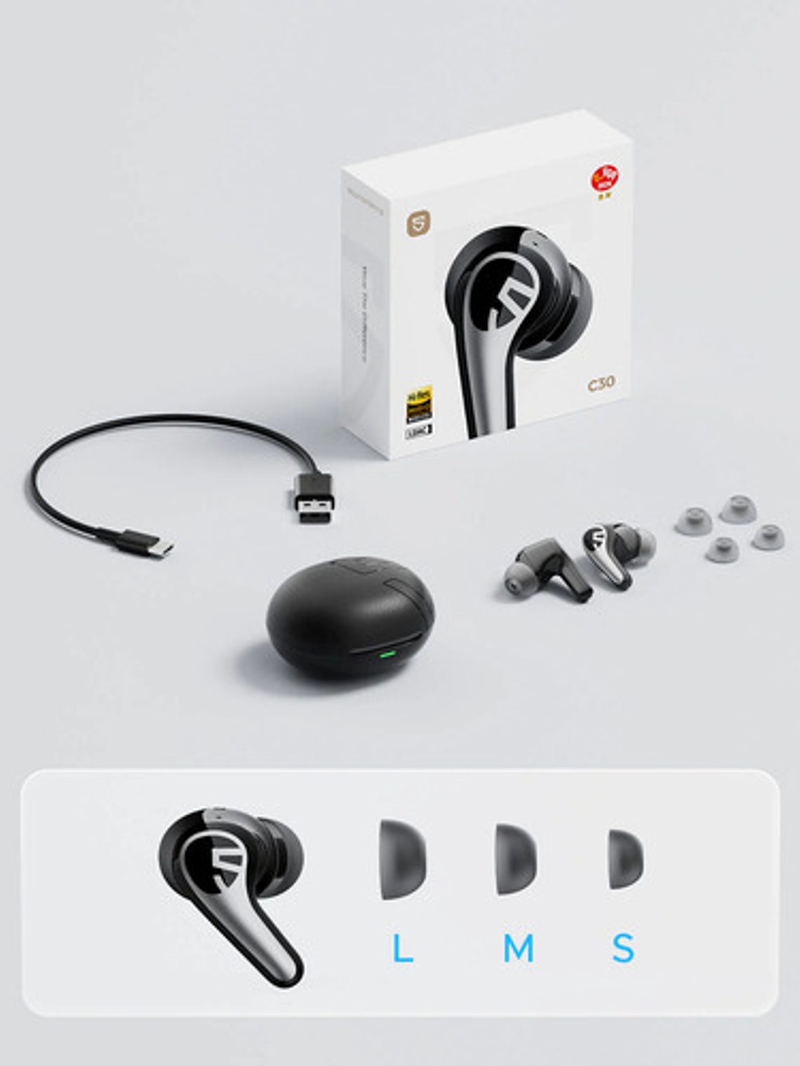 Audífonos Soundpeats C30, Con Cancelación Ruido Anc Y Hi Res Negro 6