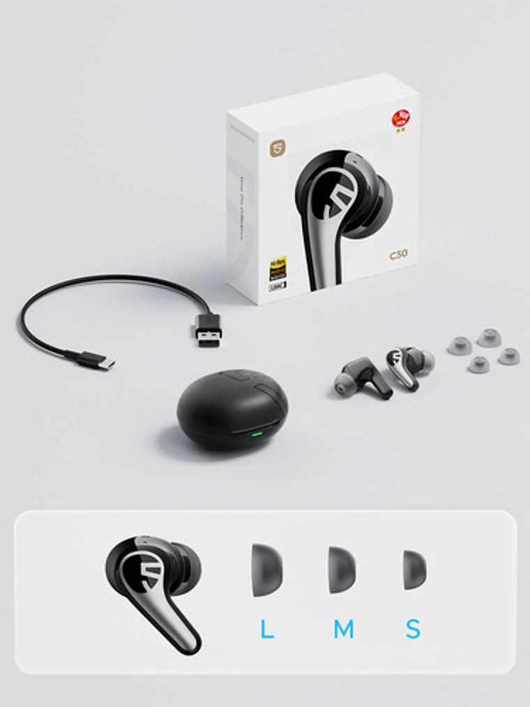 Audífonos Soundpeats C30, Con Cancelación Ruido Anc Y Hi Res Negro 6