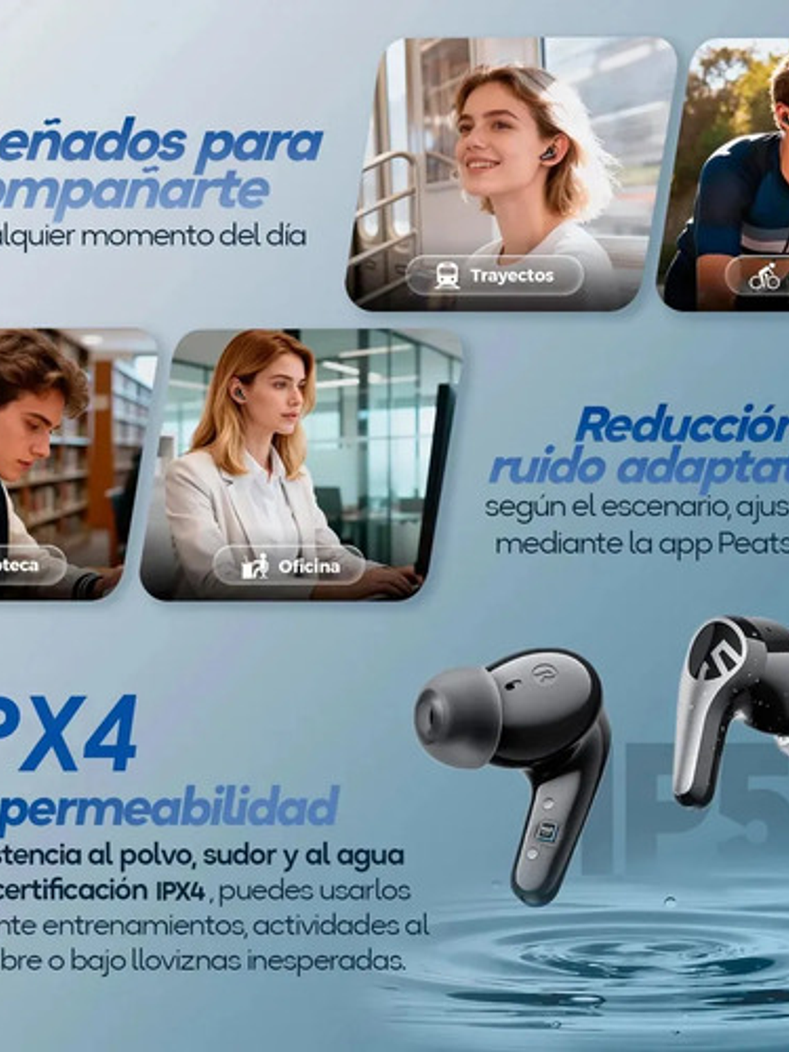 Audífonos Soundpeats C30, Con Cancelación Ruido Anc Y Hi Res Negro 8