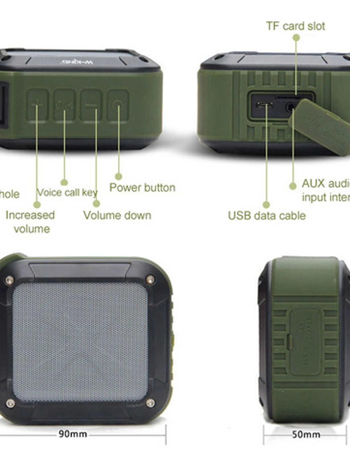 Parlante Inalámbrico W-king S7, Impermeable con Tf/fm/aux 2