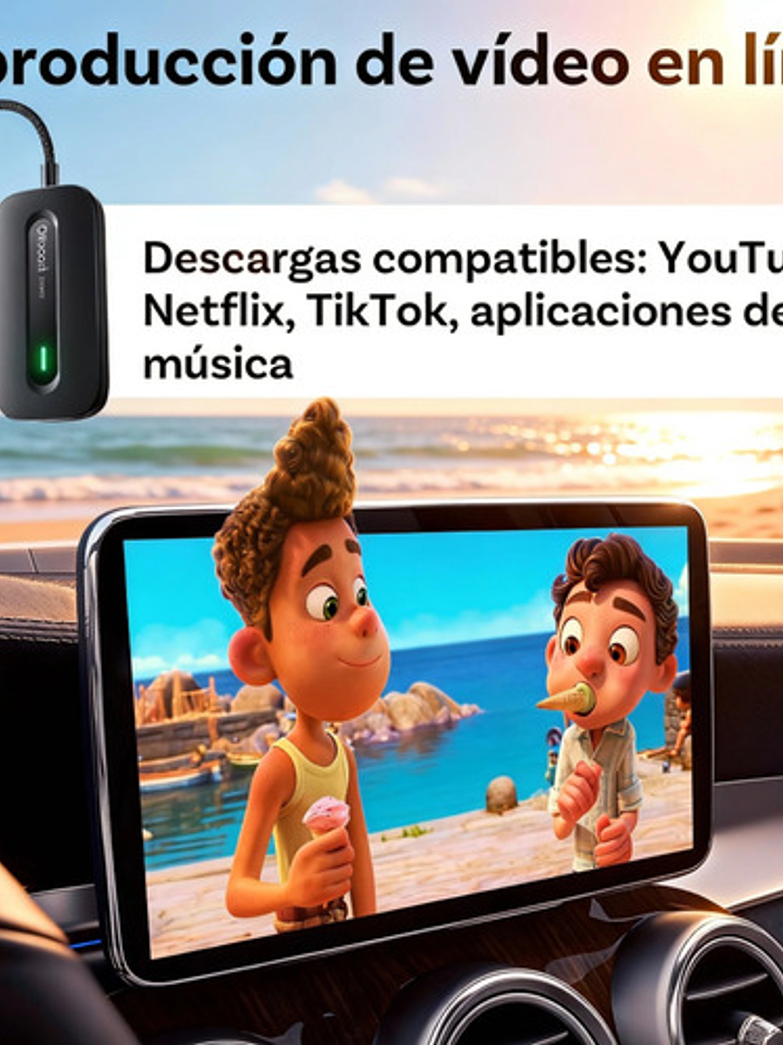 Adaptador Inalambrico Ottocast Play2video, Netflix Youtube Carplay Negro Estándar 5