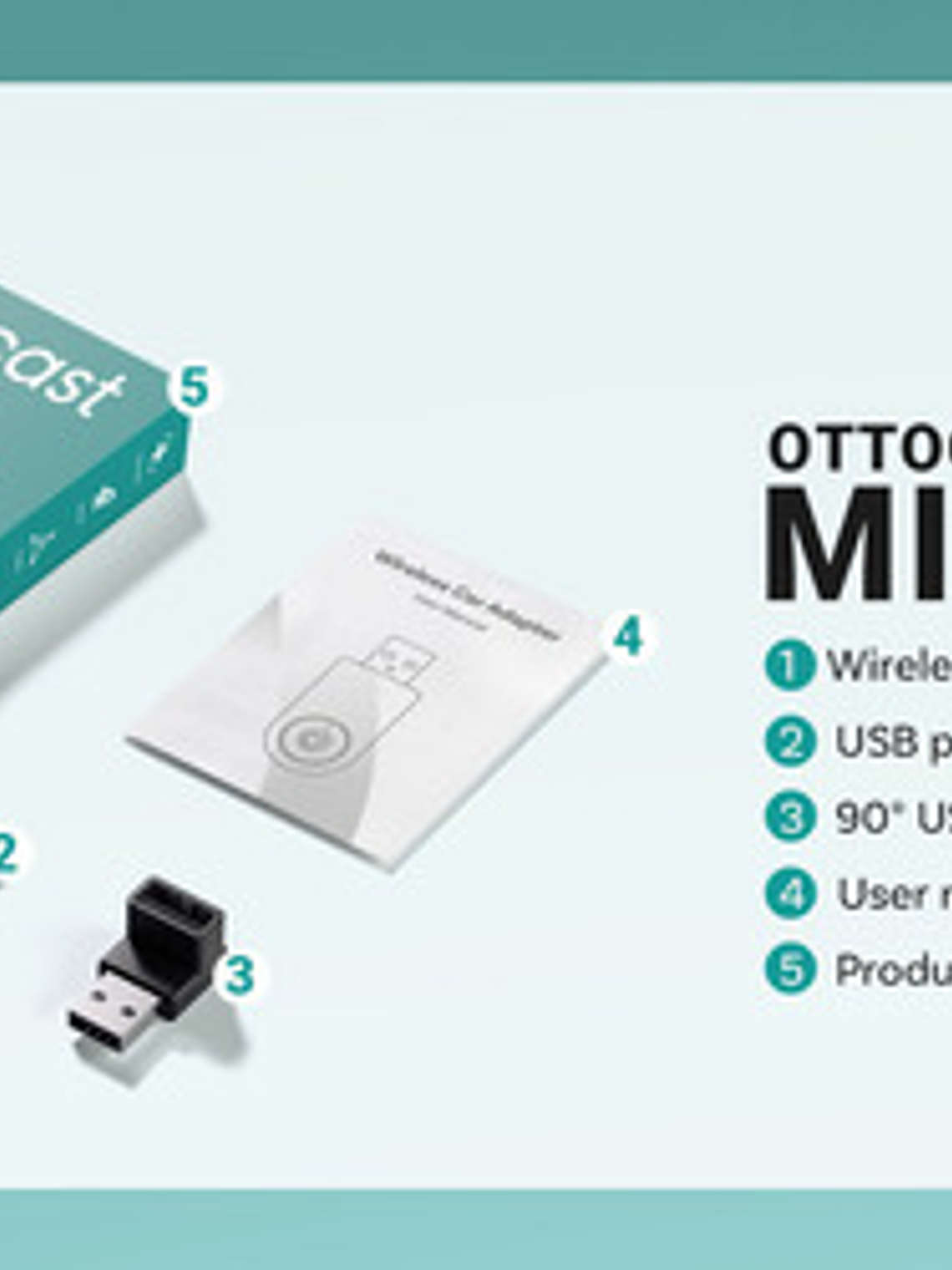 Adaptador Inalámbrico Ottocast Mini, Carplay Android Auto 4