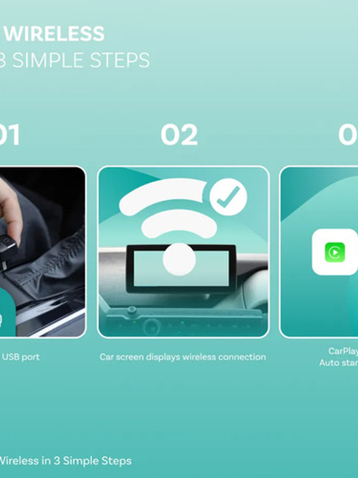 Adaptador Inalambrico  Ottocast Mini, Carplay/ Android Play 7
