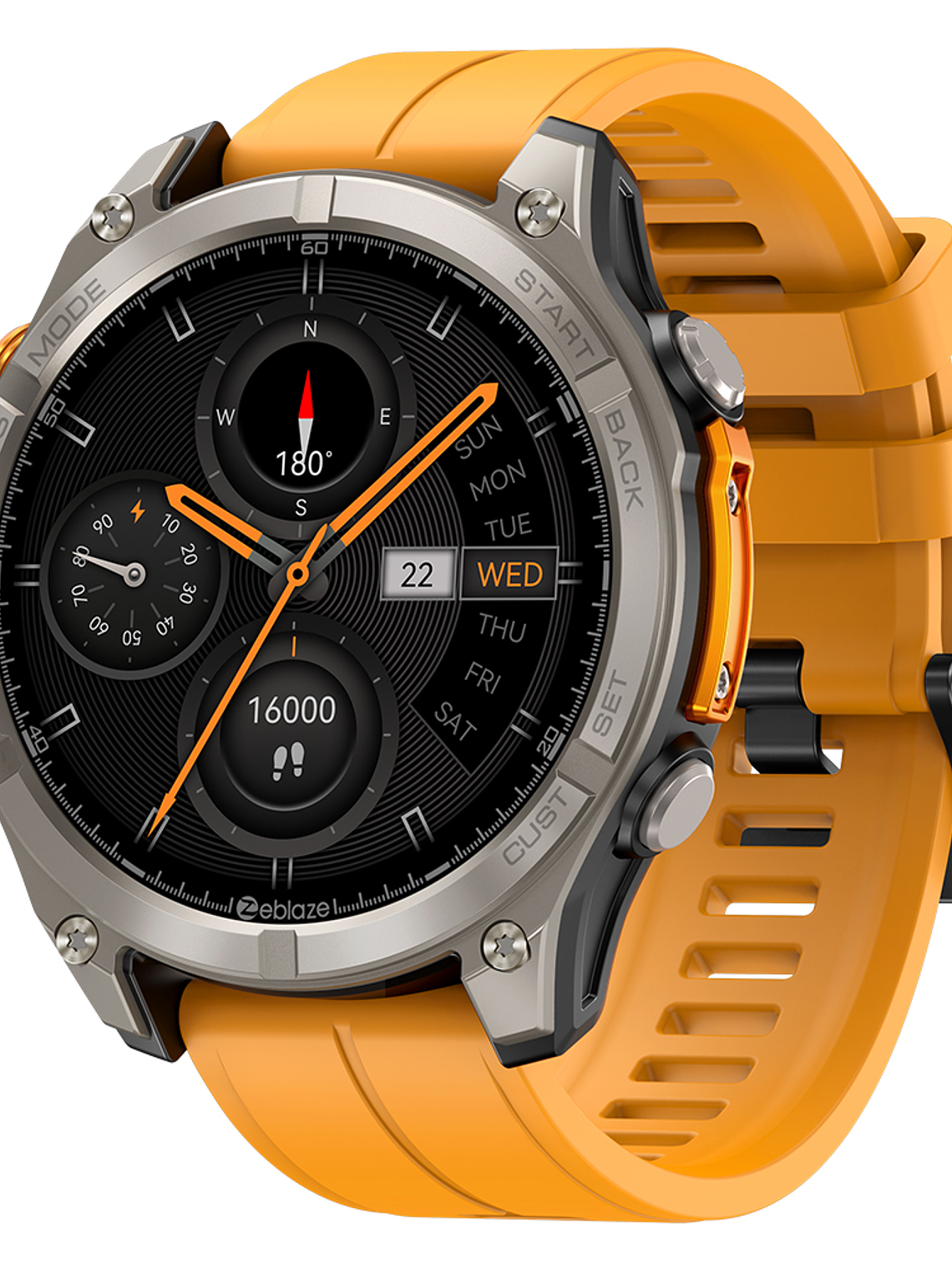 Reloj Inteligente Zeblaze Stratos 4, Gps, Amoled, Brujula, Naranjo 1