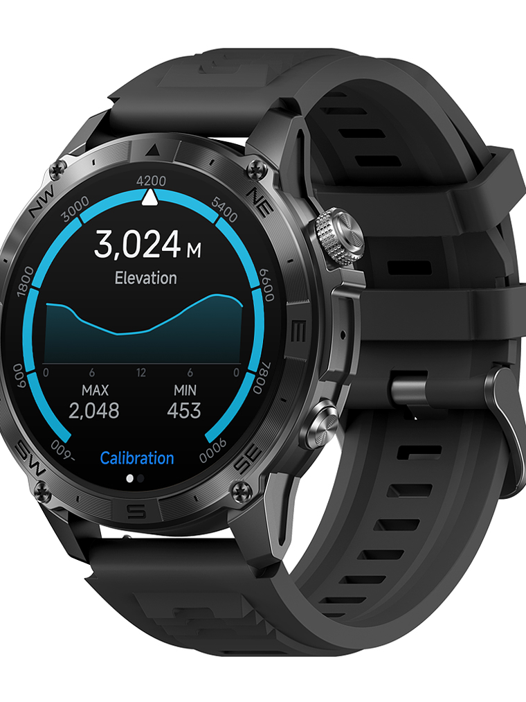 Reloj Inteligente Zeblaze Stratos 2 Plus, Con Barómetro Gps, Brújula Gris Oscuro Negro 1