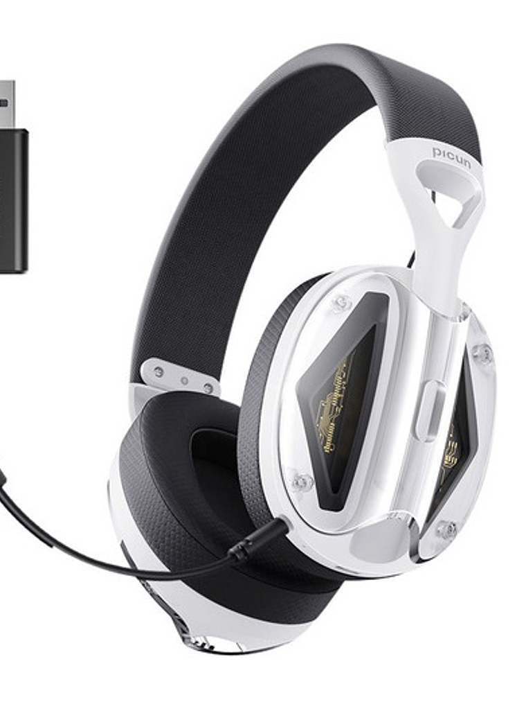 Audífonos Gamer Picun G1, Inalámbricos Ps4 Ps5, 30 Hrs, Blanco Negro 1