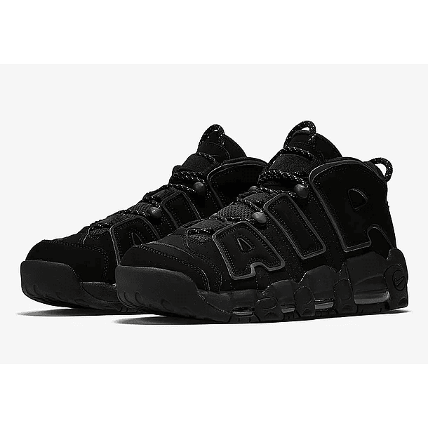 Nike more uptempo triple black reflective  2