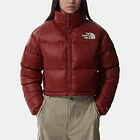 Chaqueta The north face nuptse mujer roja efecto cuero 1