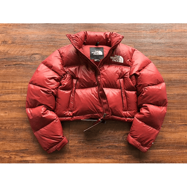 Chaqueta The north face nuptse mujer roja efecto cuero 6