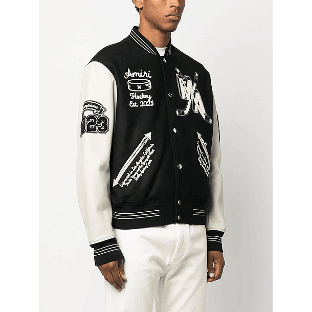 Varsity Jacket Amiri Fighters negra 2