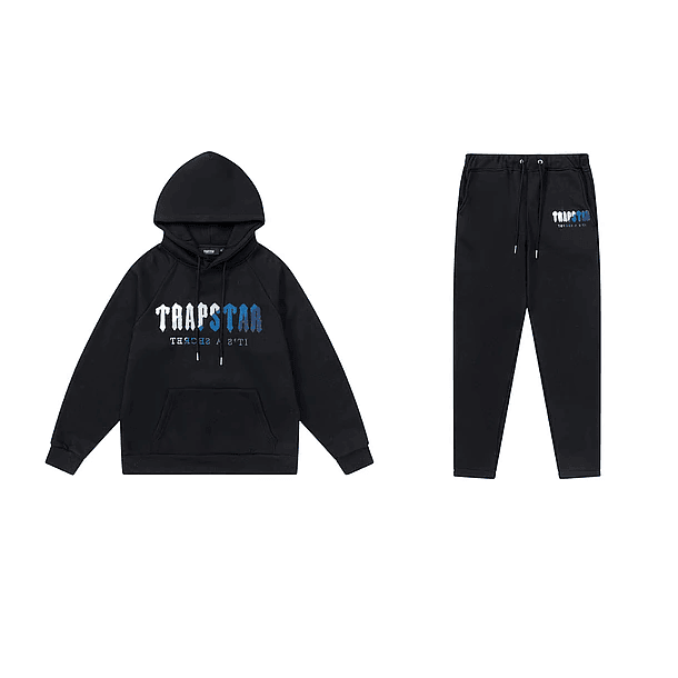 Conjunto Trapstar Negro Logo Blanco/Celeste/Azules 1