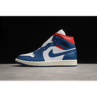 Jordan 1 mid french blue gym red 1
