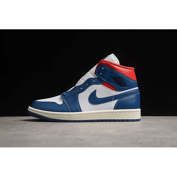 Jordan 1 mid french blue gym red 1