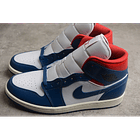 Jordan 1 mid french blue gym red 4