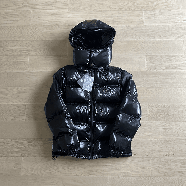 TRAPSTAR PUFFER HOODED JACKET BRILLIANT BLACK 1