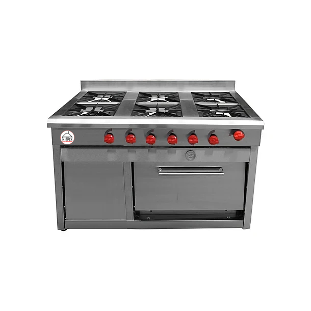Cocina con Horno Industrial 6 Platos mas Horno 58 X 65