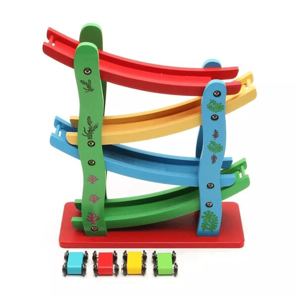 Pista auto en bajada madera 3