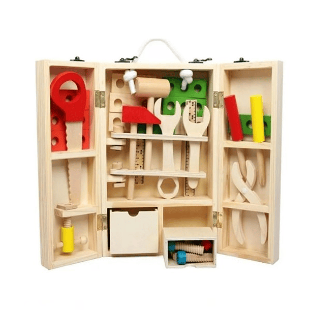 Set Caja Herramientas Juguete Madera Didáctico 3