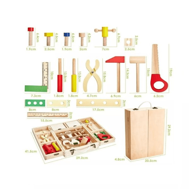 Set Caja Herramientas Juguete Madera Didáctico 4