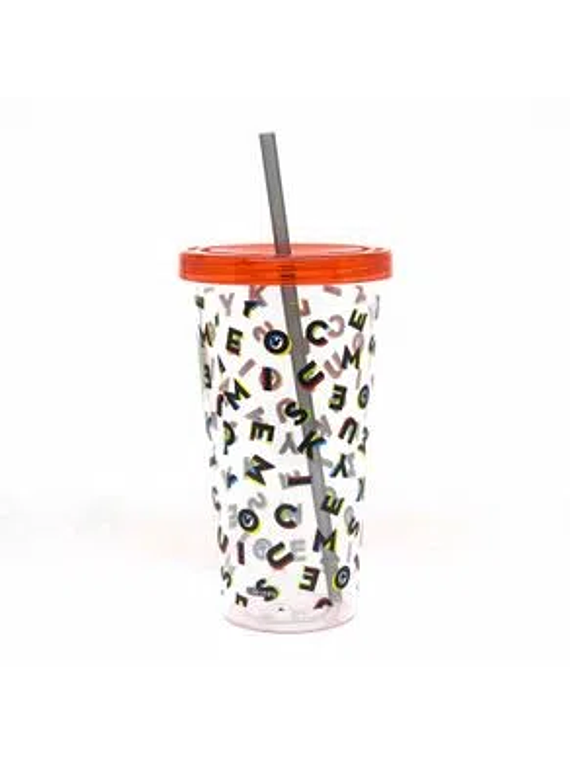 Vaso simple con bombilla Mickey