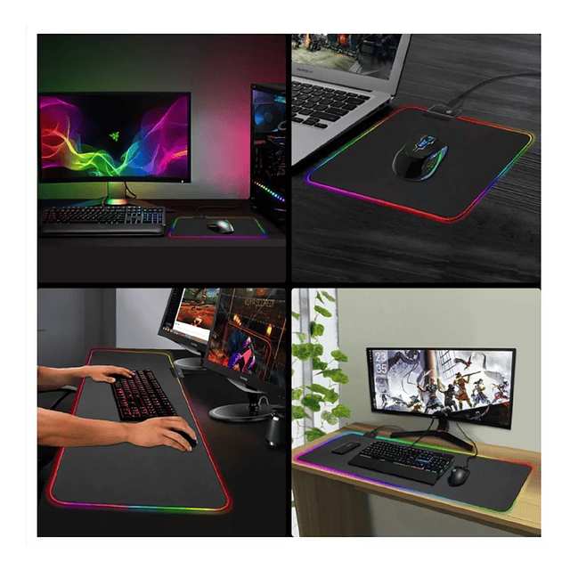 Mousepad Gamer Led Rgb Usb 80x30cm Negro