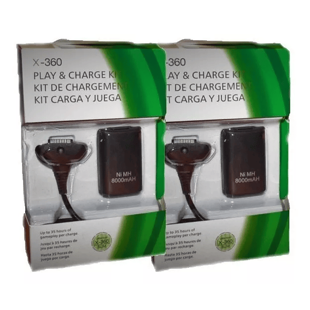 2 X $8.990 Kit Carga Y Juega Xbox 360, Batería 4800 Mah