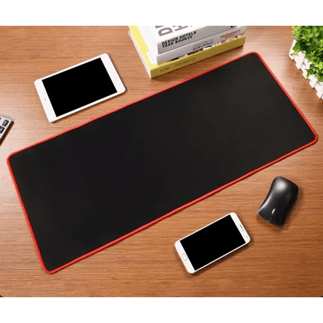 Mouse Pad Gamer Negro Borde Rojo 70 X 30 Cm Weibo