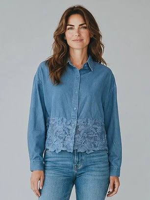 Blusa Denim Encaje