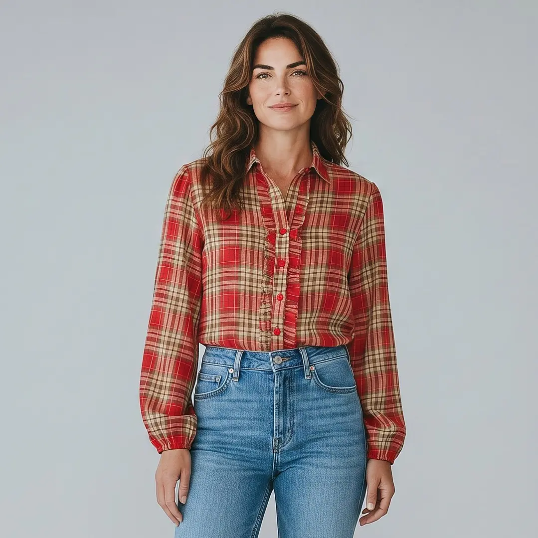 Camisa Escosesa con Vuelos Kiram 2