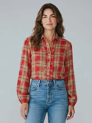 Camisa Escosesa con Vuelos Kiram