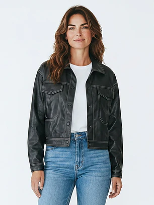 Chaqueta Ecocuero Pespunte