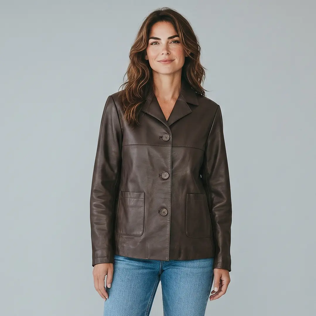 Chaqueta Ecocuero Café 2