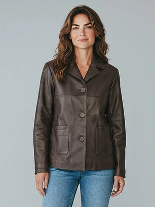Chaqueta Ecocuero Café
