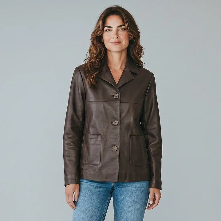 Chaqueta Ecocuero Café 2