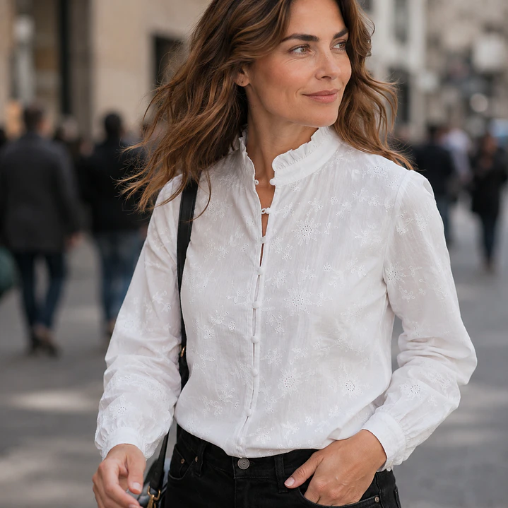 Blusa Bordada Cuello Mao 1