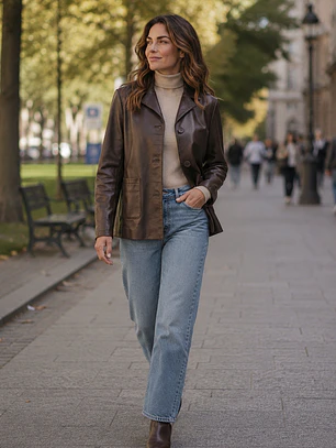 Chaqueta Ecocuero Café